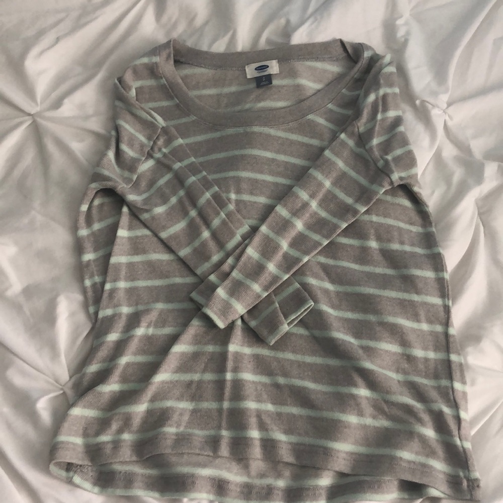 3/4 Sleeve Mint and Grey Sweater